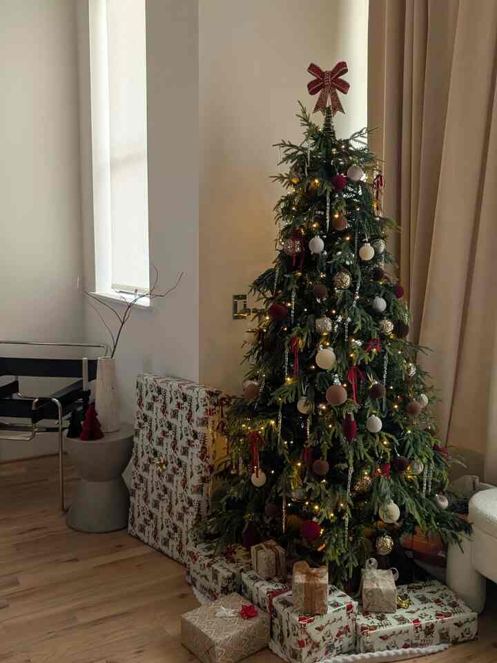 The Christmas tree is getting filled with presents and ornaments! 🎄🎁✨

#christmas #presents #holiday #livingroom