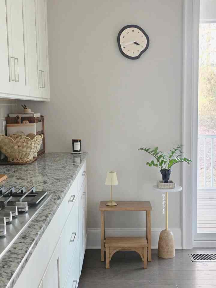 I found the perfect wooden step stool from Target. 
It’s sturdy and handy for reaching the top kitchen shelves—while still being stylish👍

#kitcheninteriror #stepstool #stool #woodtone #WelcomeChallenge #OhouseStyling #OhouseCozy #OhouseGlow #wallclock #neutral #cozyhome


