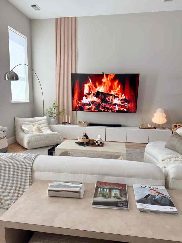 Nuansa ruang tamu yang paling nyaman #japandi #wood #cozy #warm #ambiance #mcm #modern