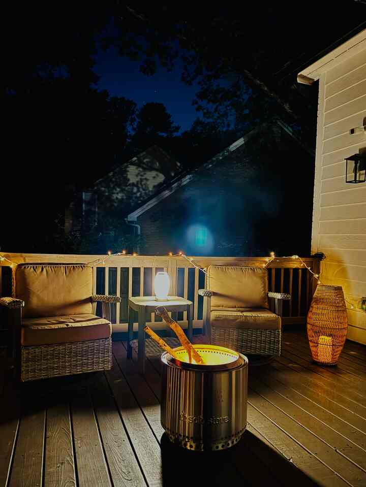 After / Before

Snagged this lantern for $50 at Home Goods and suddenly my deck feels like a dreamy little retreat 🧘🏻‍♀️

#lantern #candleholder #candle #patio #deck #outdoortable #bonfire #fireplace #solostove #rockingchair #swivelchair #cozy #cozyhome #cozyinterior #night #nightview #homedecore #interior #데크 #집꾸미기 #인테리어 #불멍