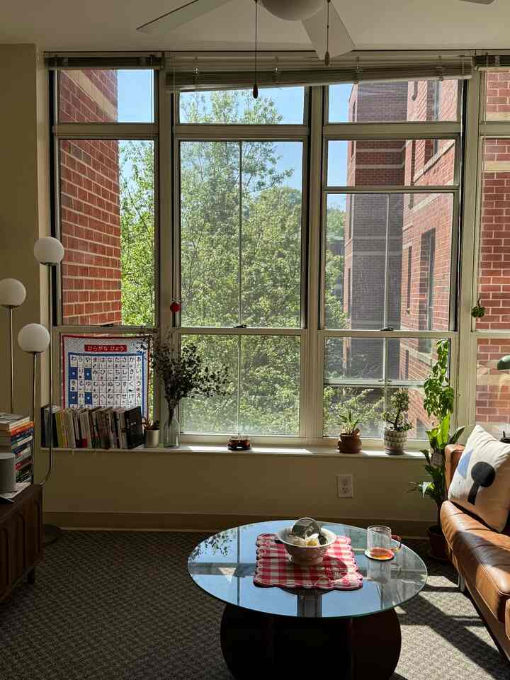 suasana hari yang cerah 🌿🌞

#livingroominterior #livingroom #livingroomdecoration #livingroomplant 
#floorlamp #window