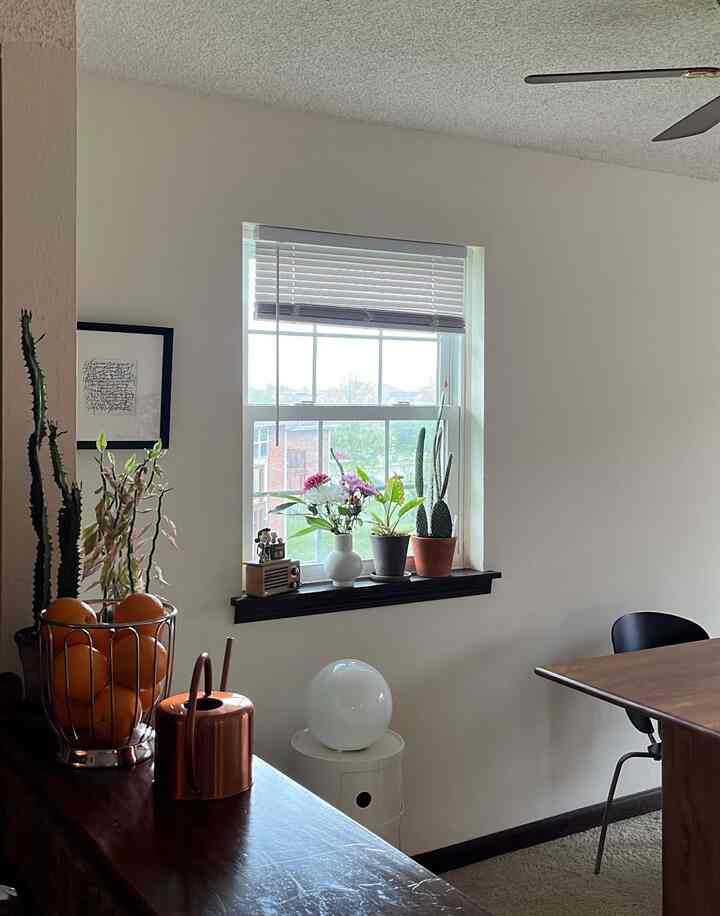 Ini rumah yang nyaman dengan meja dapur minimalis. Namun, saya tetap menyukainya.🧡

#mejadapur #kitchen #diningtable #chair #window