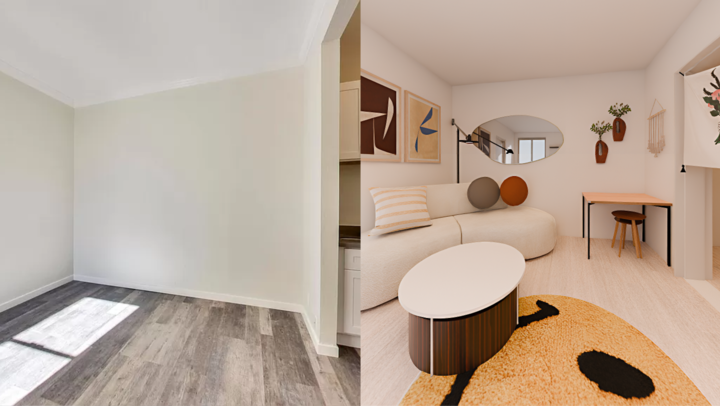 🔨Living room makeover: Eclectic 423 sq ft apartment ($3000 budget)