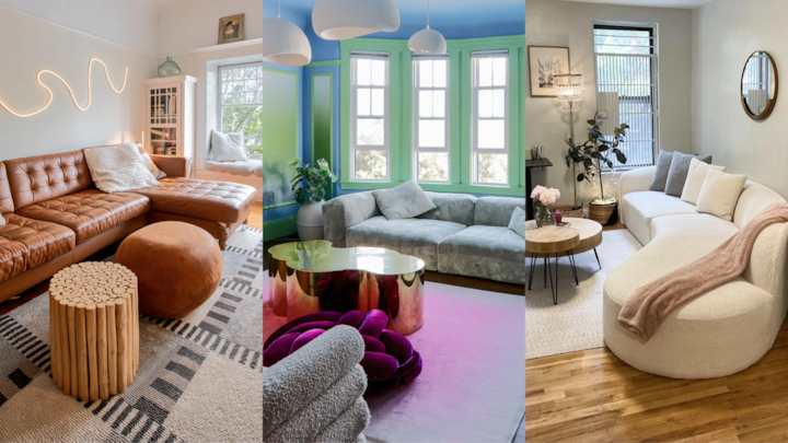 See 3 of user's different but distinct sofa shapes and how they style them