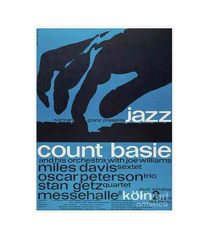Count Basie, Miles Davis, Oscar Peterson, Stan Getz, and More 1960 Koln, Cologne Concert Poster