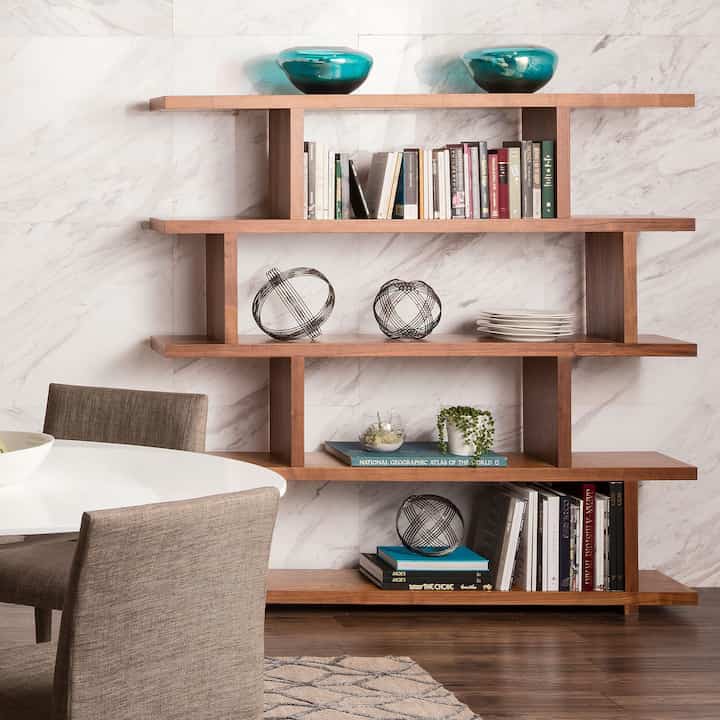 Modern Staggered Bookshelf
