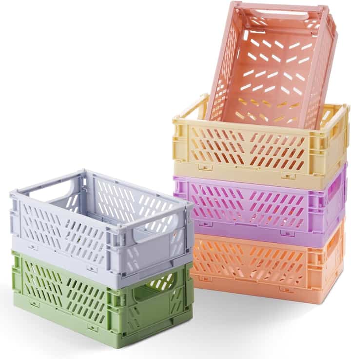 6-Pack Small Pastel Plastic Storage Baskets