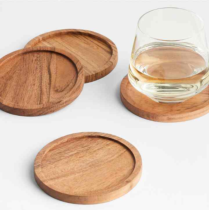 Tondo Acacia Wood Coasters, Set of 4