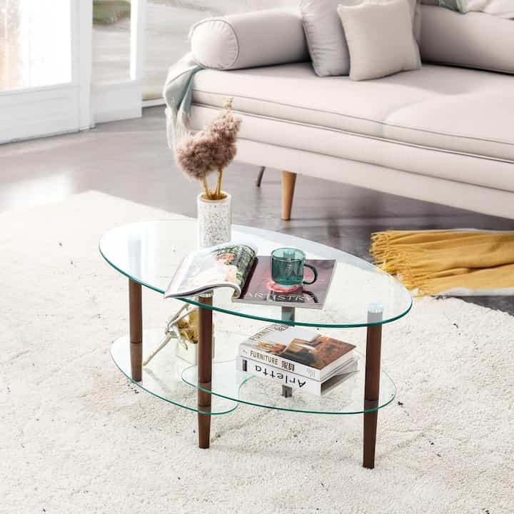NicBex Oval Coffee Table 