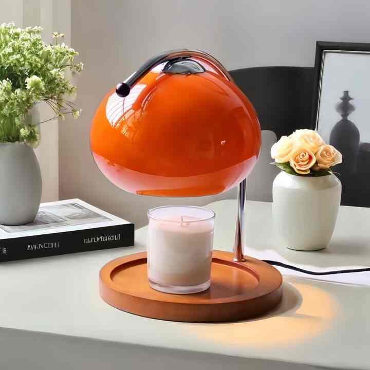 Retro Glass Wood Electric Night Light Candle Lamp Warmer