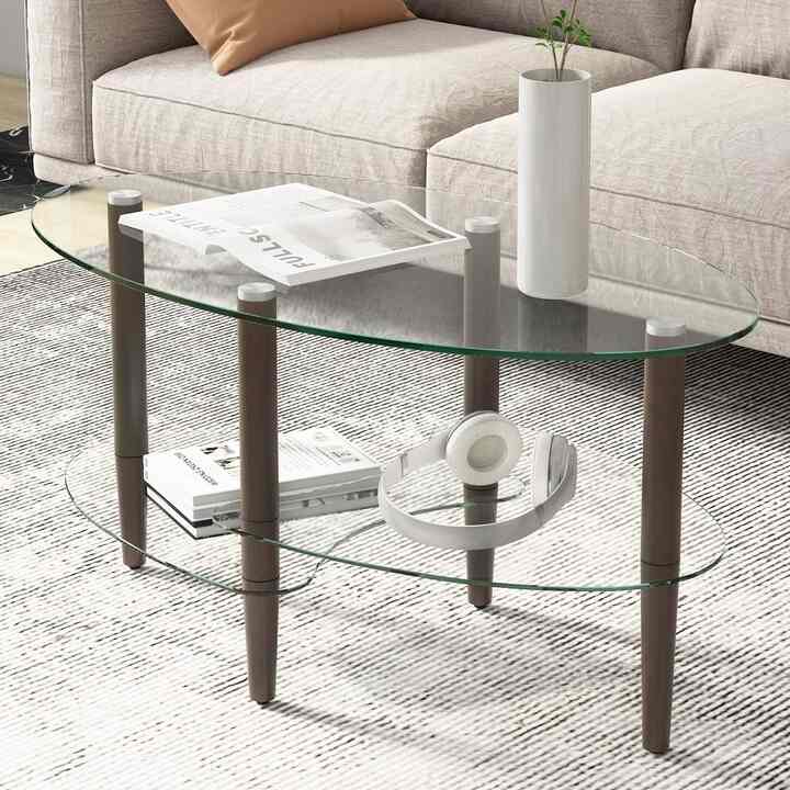 Modern Oval Glass Coffee Table