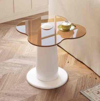QEZEOM Glass End Table