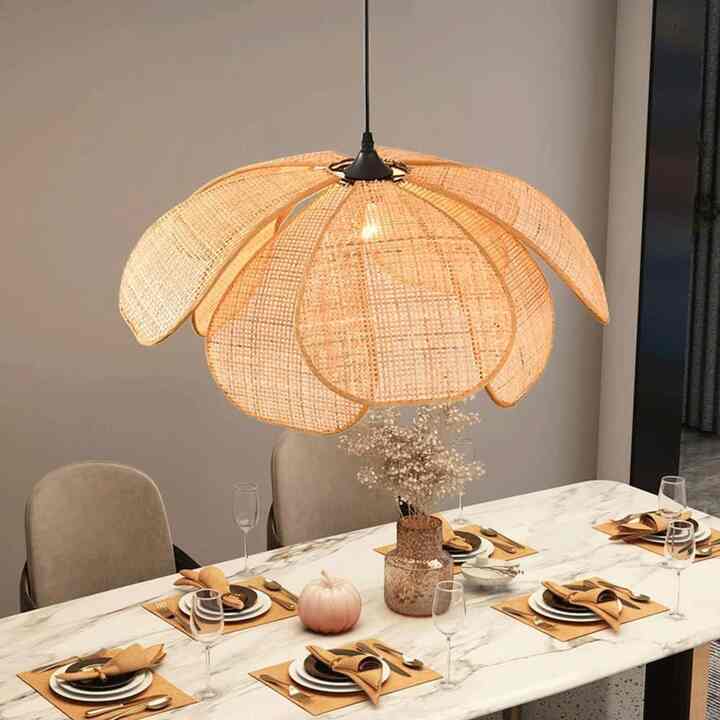 Rattan Bamboo Petal Lighting Fixture