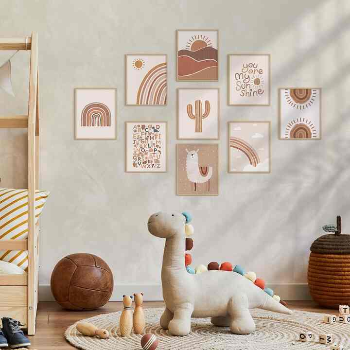Canssape Set of 9 Baby Boho Nursery Wall Art (Multiple options)