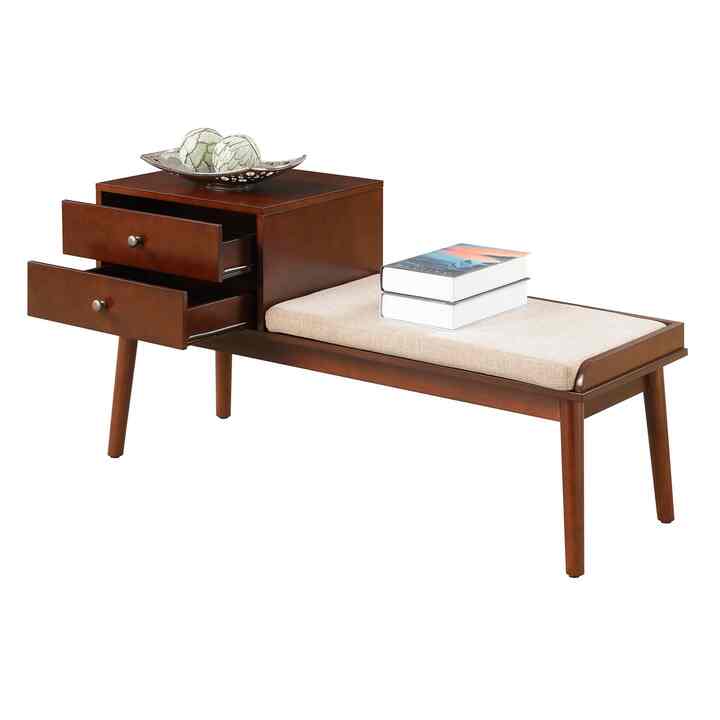 Mid Century Bench with Storage