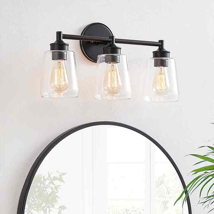 KAWOTI 3 Light Matte Black Farmhouse Vanity light
