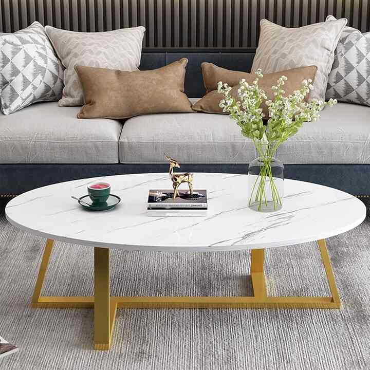 White Faux Marble Coffee Table