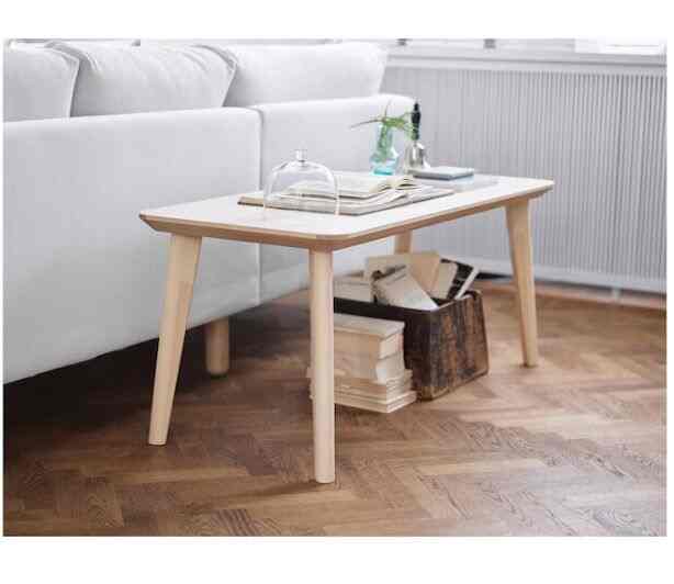 LISABO, Meja tamu, veneer kayu ash, 118x50 cm