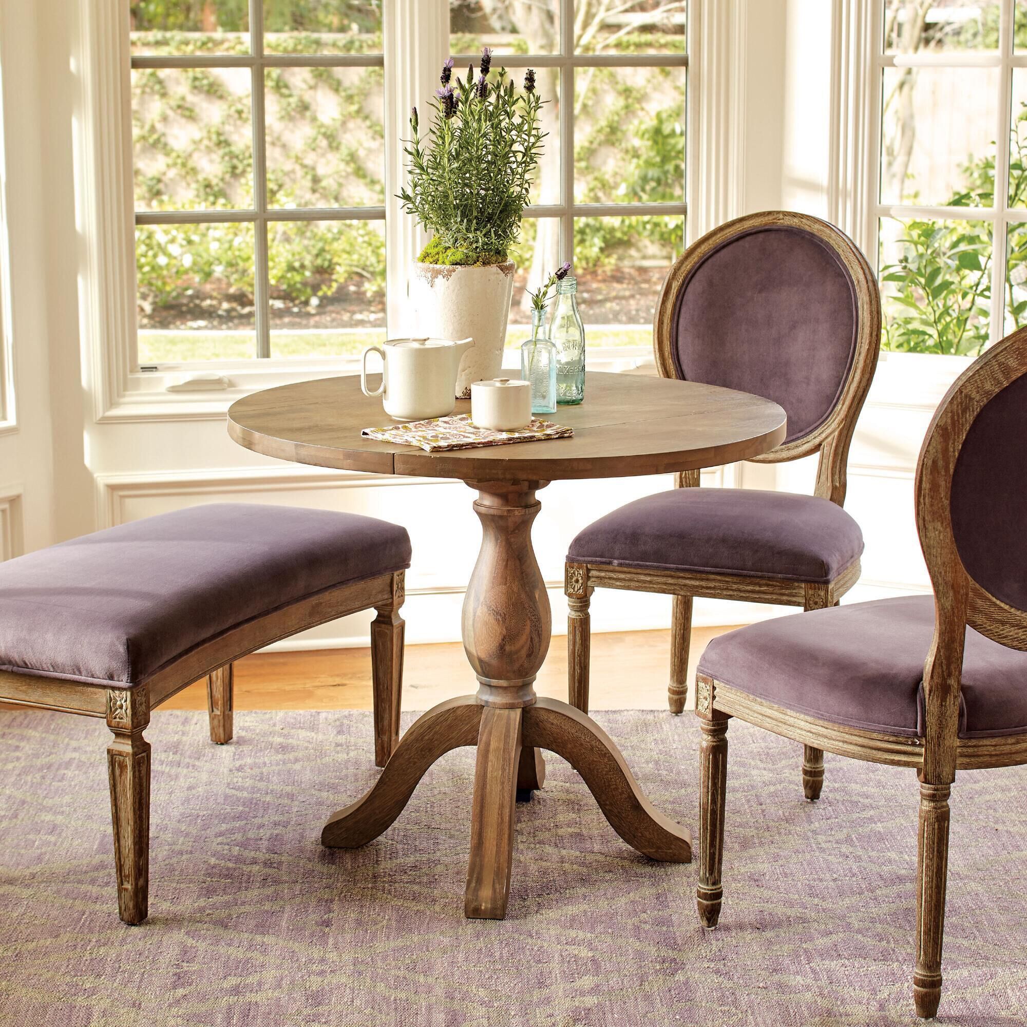 Worldmarket Jozy Round Weathered Gray Wood Drop Leaf Dining Table