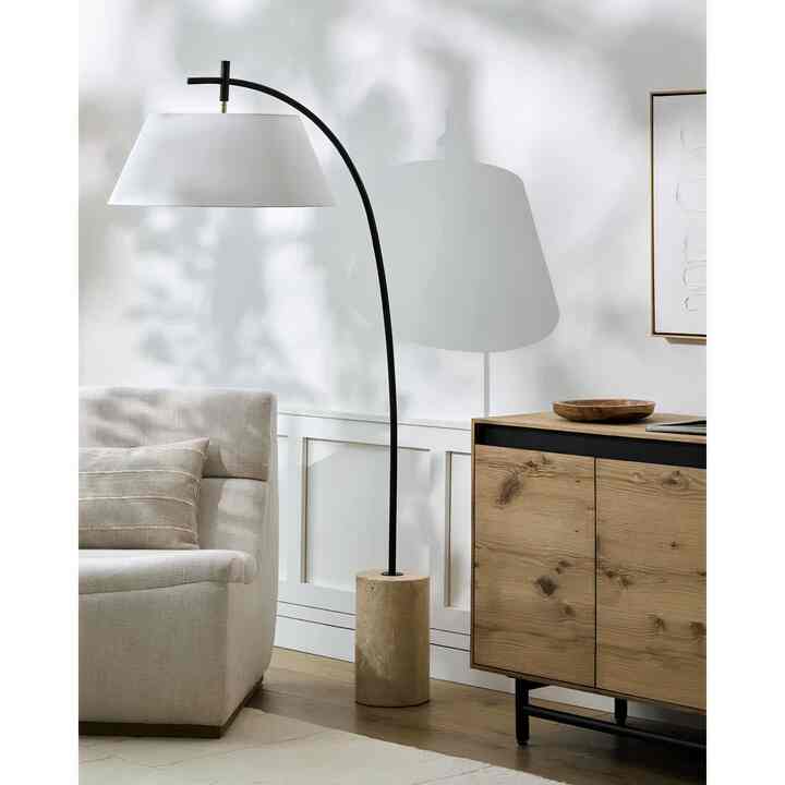 Renny Traditional Black/Beige Floor Lamp
