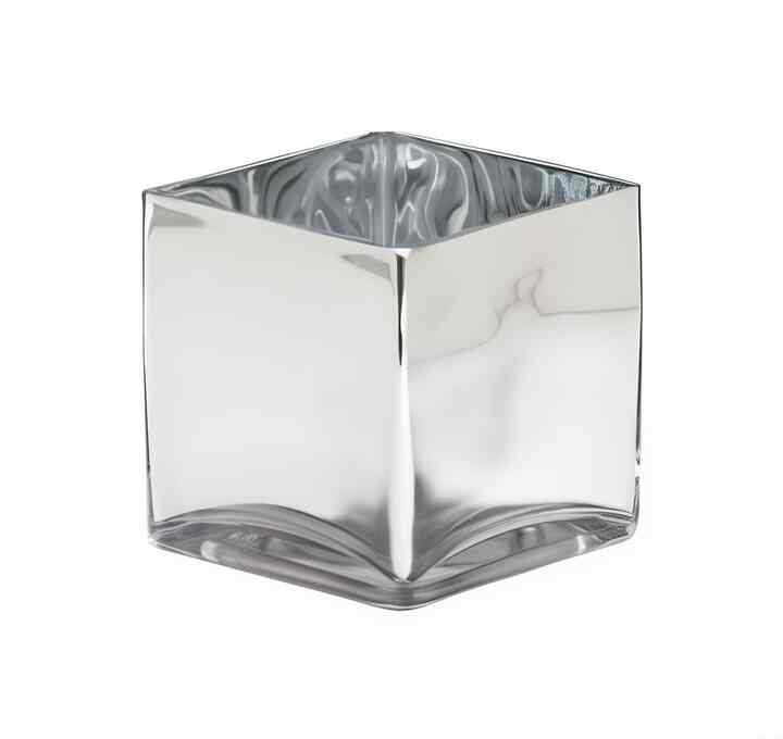 5″ Silver Cube Glass Vase