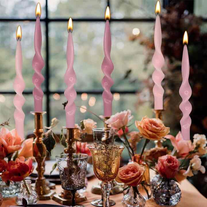 Pink Spiral Candle Twist Candlesticks