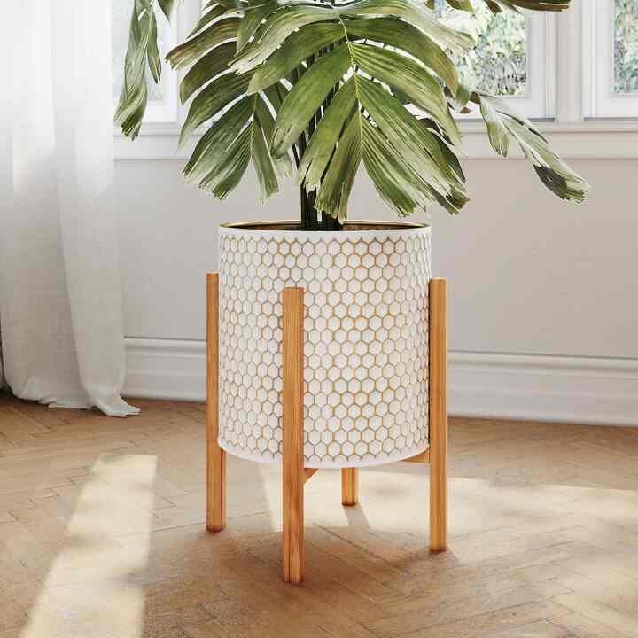 Honeycomb Mid-Century Modern Indoor Metal Pot Planter