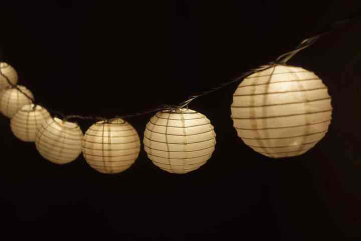 BLOWOUT 10 Socket Beige Round Paper Lantern Party String Lights