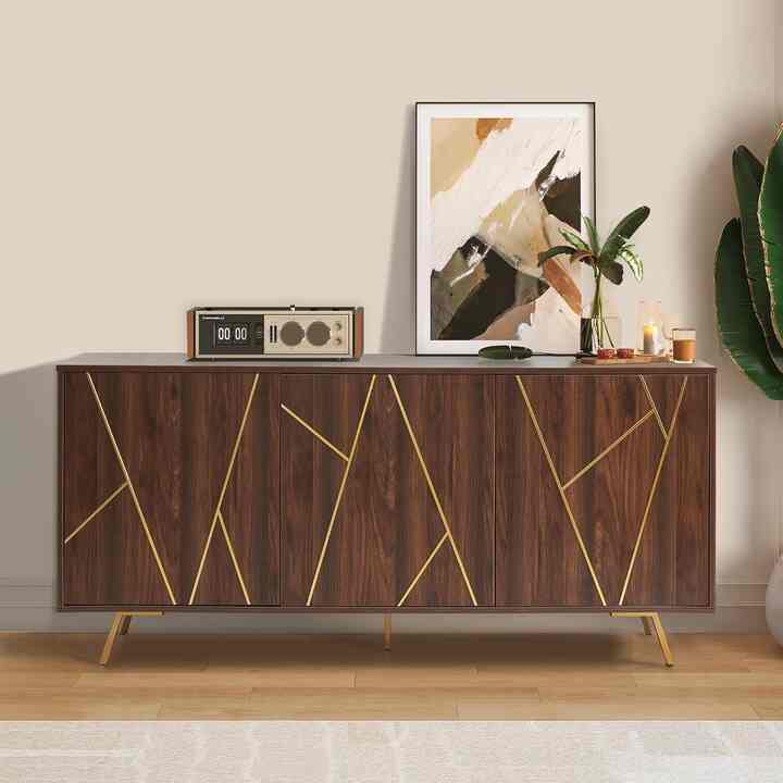 World Market Dustin Spiced Auburn Wood And Brass Inlay Storage