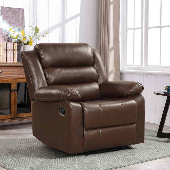 Annettia Wide Modern Super Soft Vegan Leather Manual Recliner (2 colors)