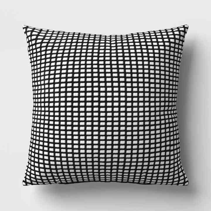 Squared Stitch Outdoor Throw Pillow Black