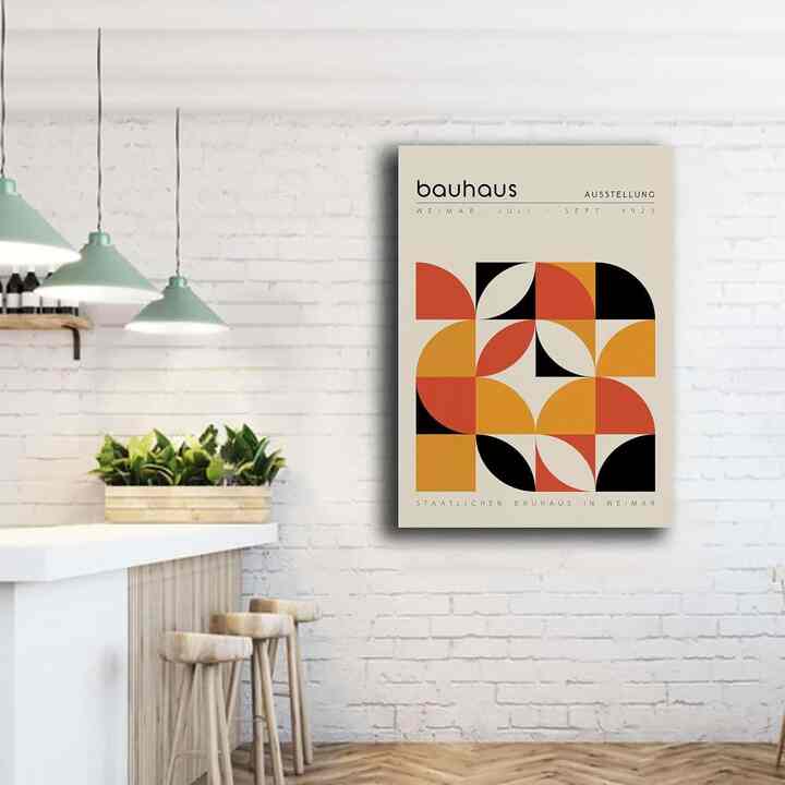 Orange Geometric Minimalist Abstract Wall Art