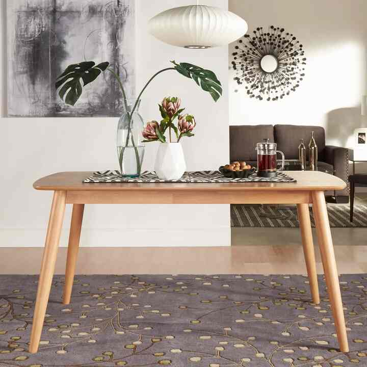 Weston Home Mid-Century Modern 60" Wood Tapered Legs Dining Table