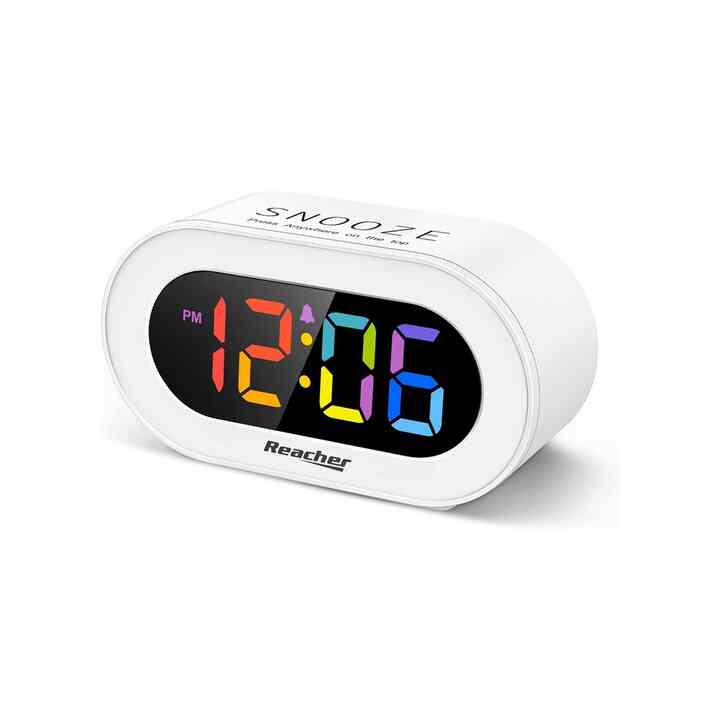 REACHER Small Colorful LED Digital Alarm Clock