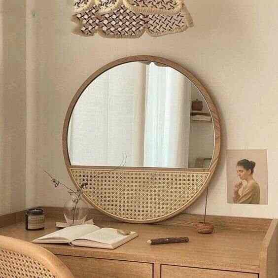 Round Wood Mirror