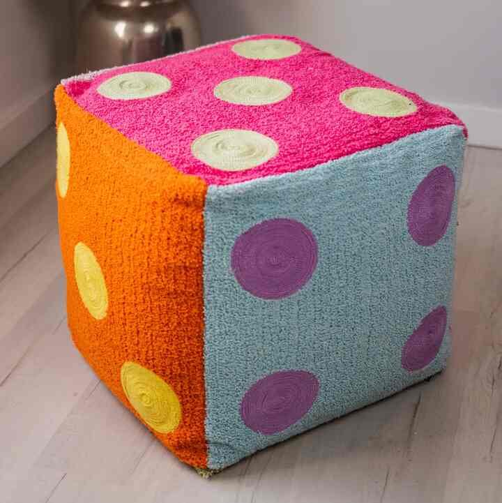 Lucky Organic Cotton Abstract Dice Pouf