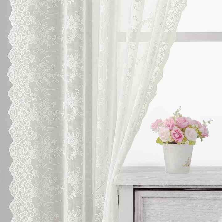Kotile Rustic Branch Floral Lace Curtains