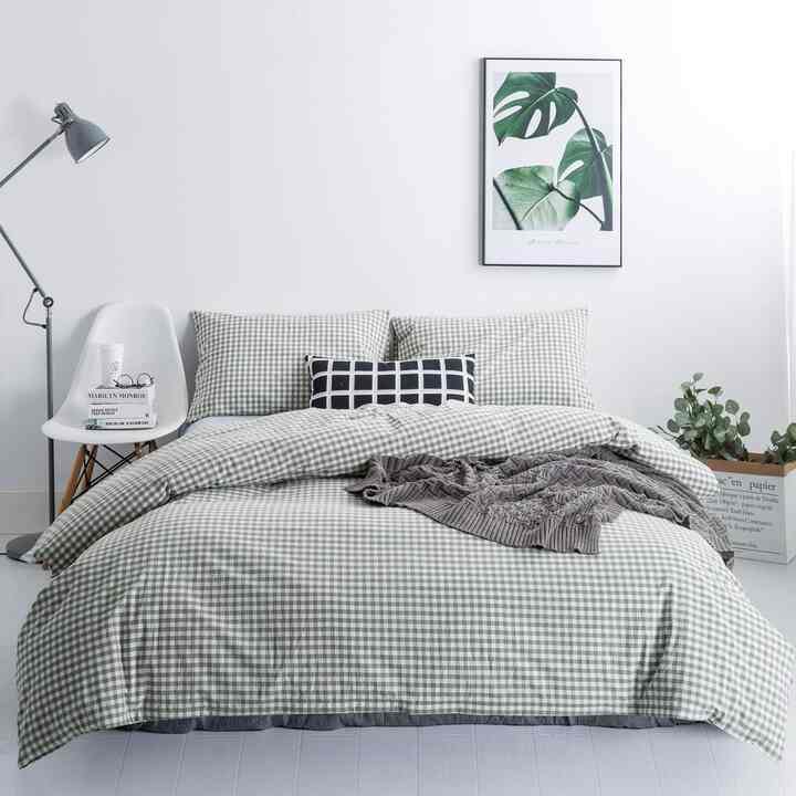 Green Gingham Duvet Cover