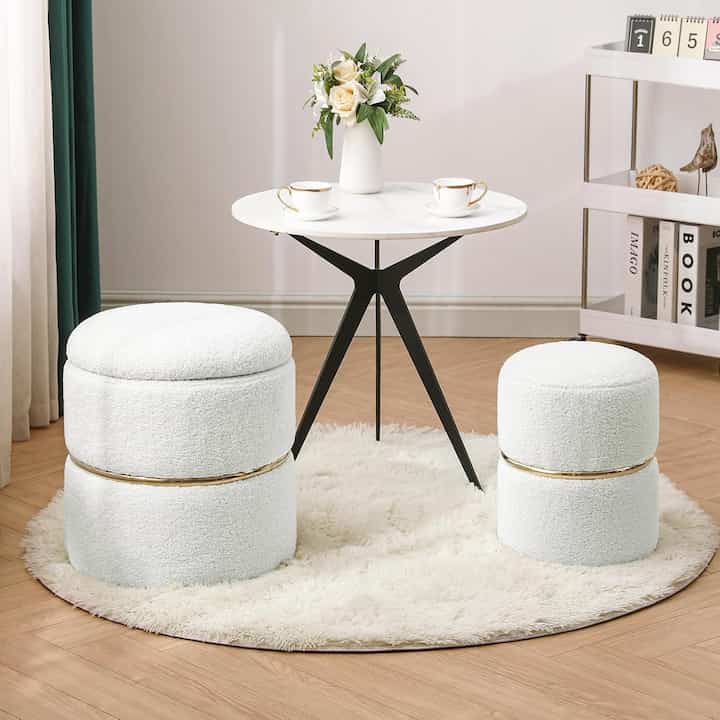 Faux Fur Round Storage Ottoman (4 colors)