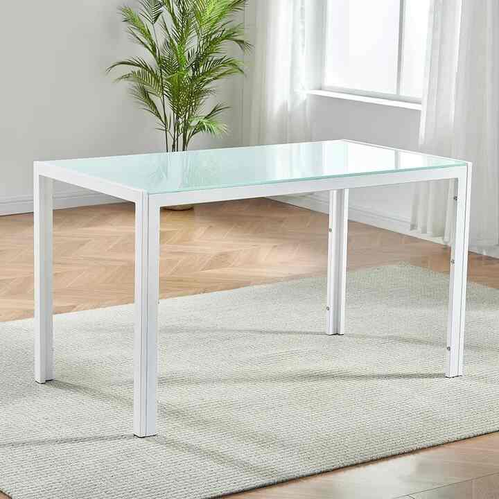 Reiner Glass Top Metal Base Dining Table