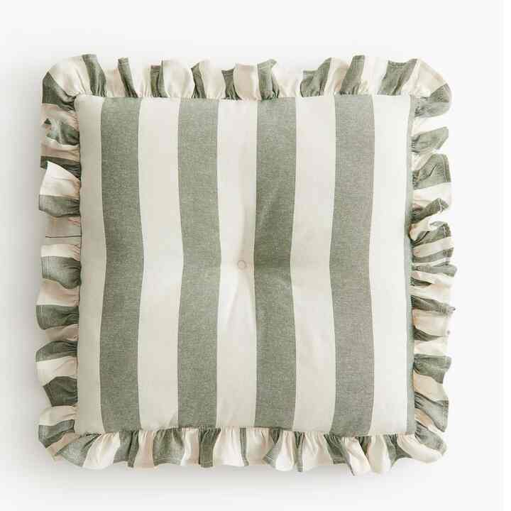 Ruffle-trimmed Cotton Seat Cushion