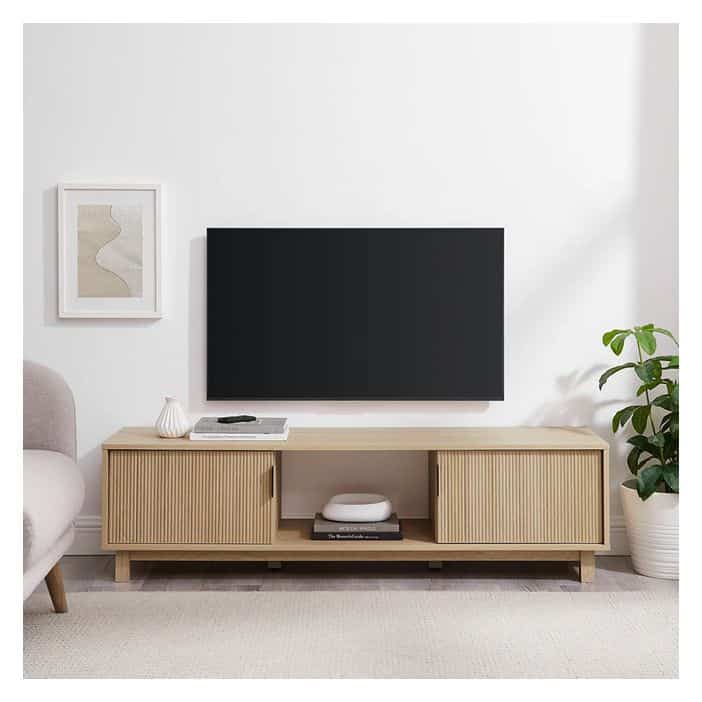 Arundo Mid-Century Modern Scandinavian 2-Door Reeded TV Stand