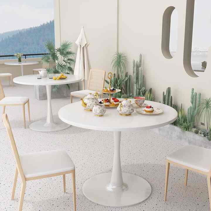 DKLGG White Round Dining Table