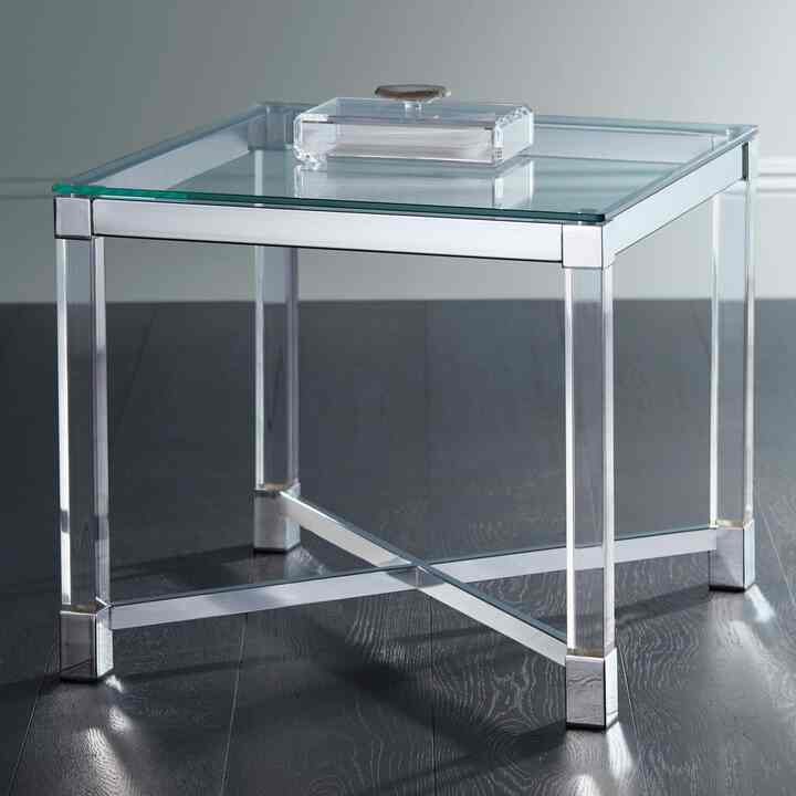 Modern Acrylic and Glass Top Accent Table