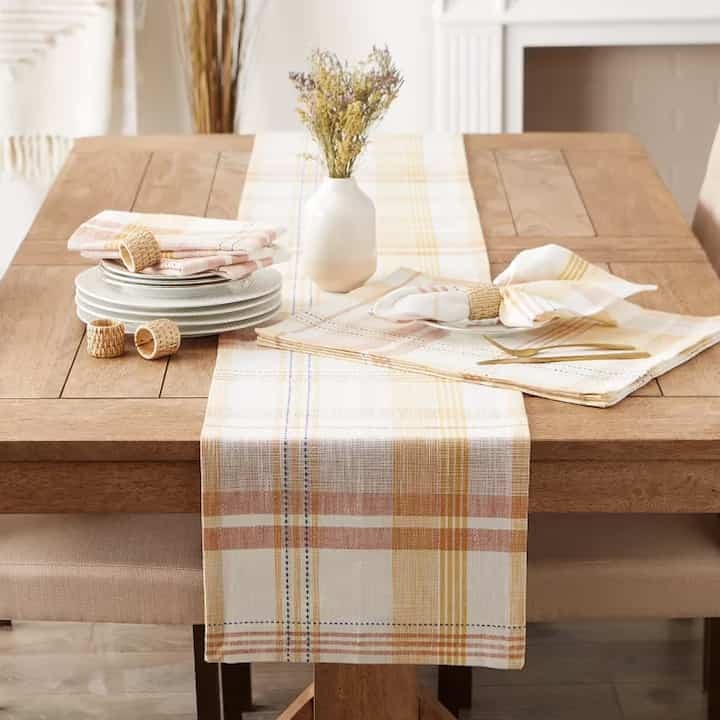 Design Imports Veranda Plaid Table Runner