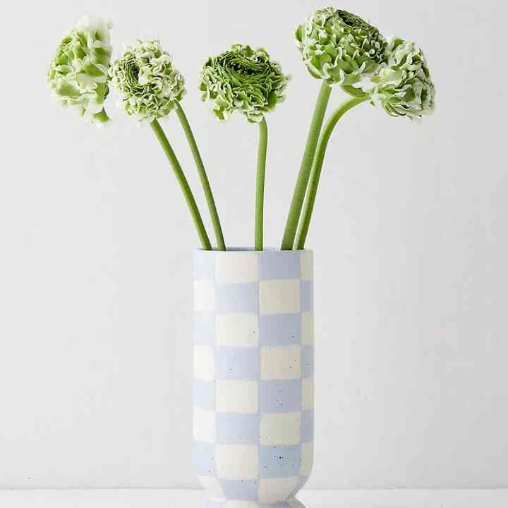 Frankie Blue Checkerboard Vase