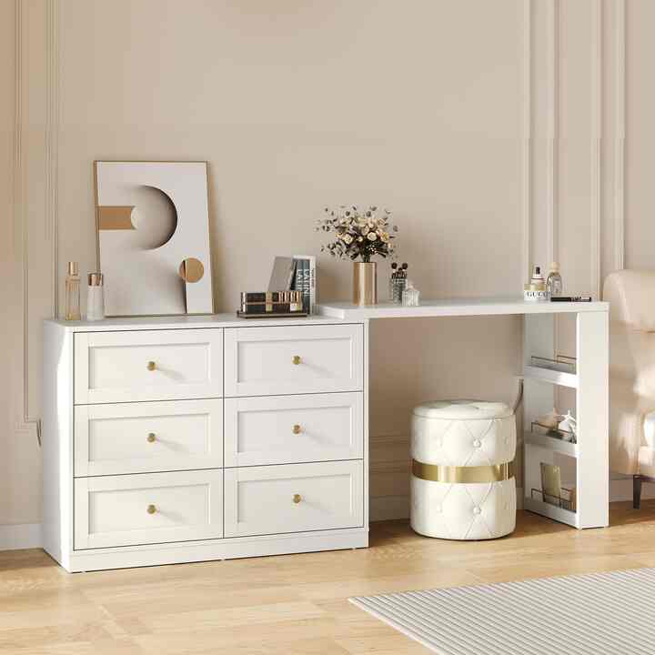 RoyalCraft Vanity Desk and Dresser Combo
