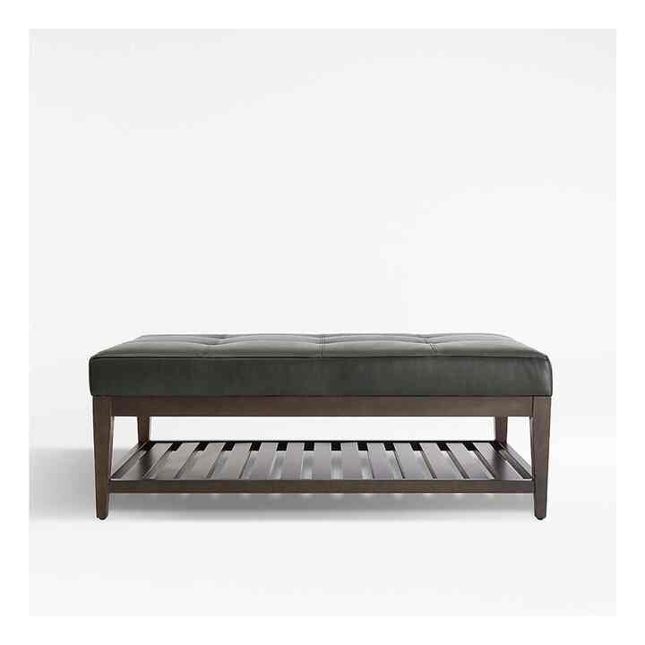 Nash Leather Tufted Rectangular Ottoman with Slats (Multiple options)