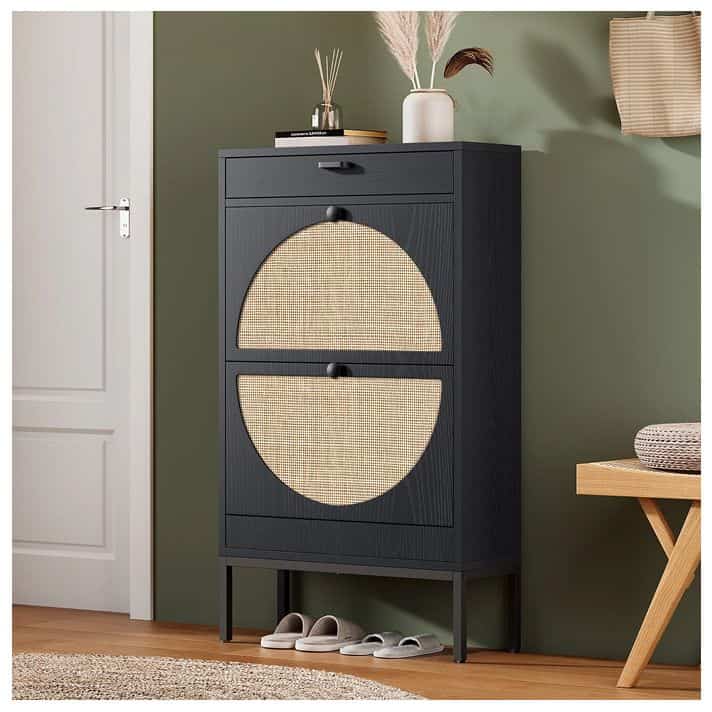 Cerina Boho Natural Rattan Shoe Storage Cabinet (2 colors)