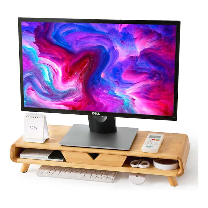 Homerays Bamboo Monitor Stand Riser